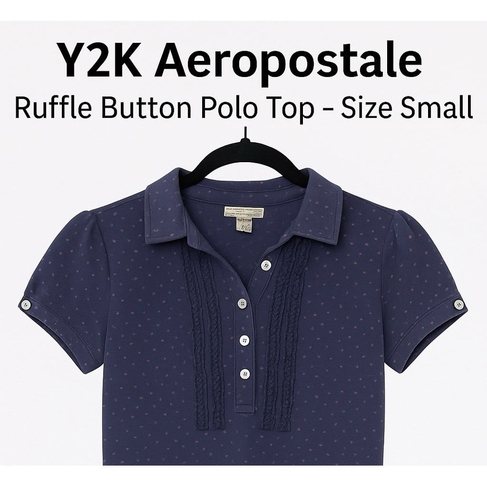 Y2K Aeropostale Ruffle Button Polo Top – Size Small - Picture 2 of 3